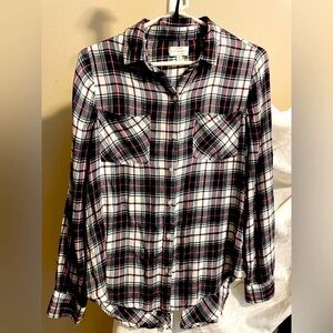 NEW Lucky Brand Adorable Cosy Flannel Front Button Back Extension Shirt Size S